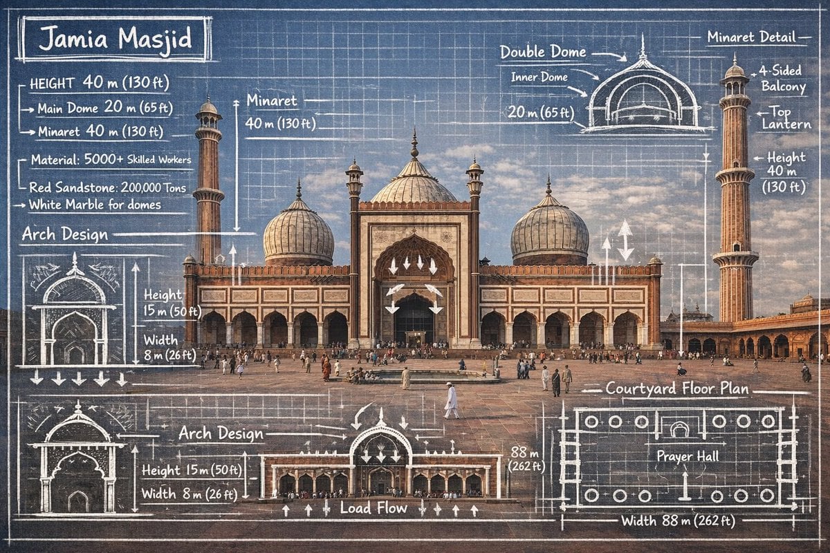 Create an infographic image of [LANDMARK], combining a real photograph of the la
