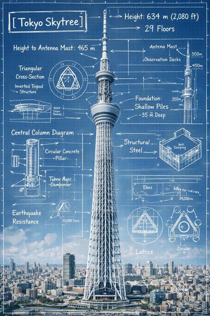 Create an infographic image of [LANDMARK], combining a real photograph of the la