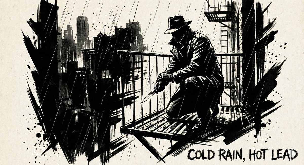 A high-contrast ink noir portrait of [SUBJECT], illustrated entirely with expres