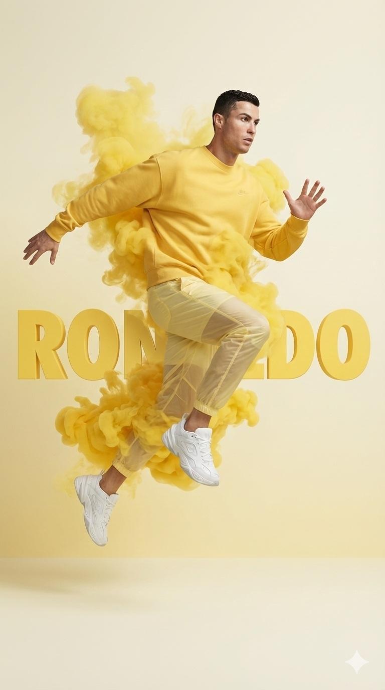 A hyper-realistic studio photograph of a male athlete mid-air as if running or j