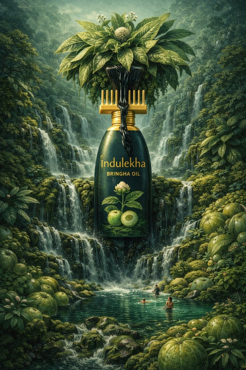 Surreal premium commercial illustration for [BRAND NAME] [OIL TYPE], featuring t