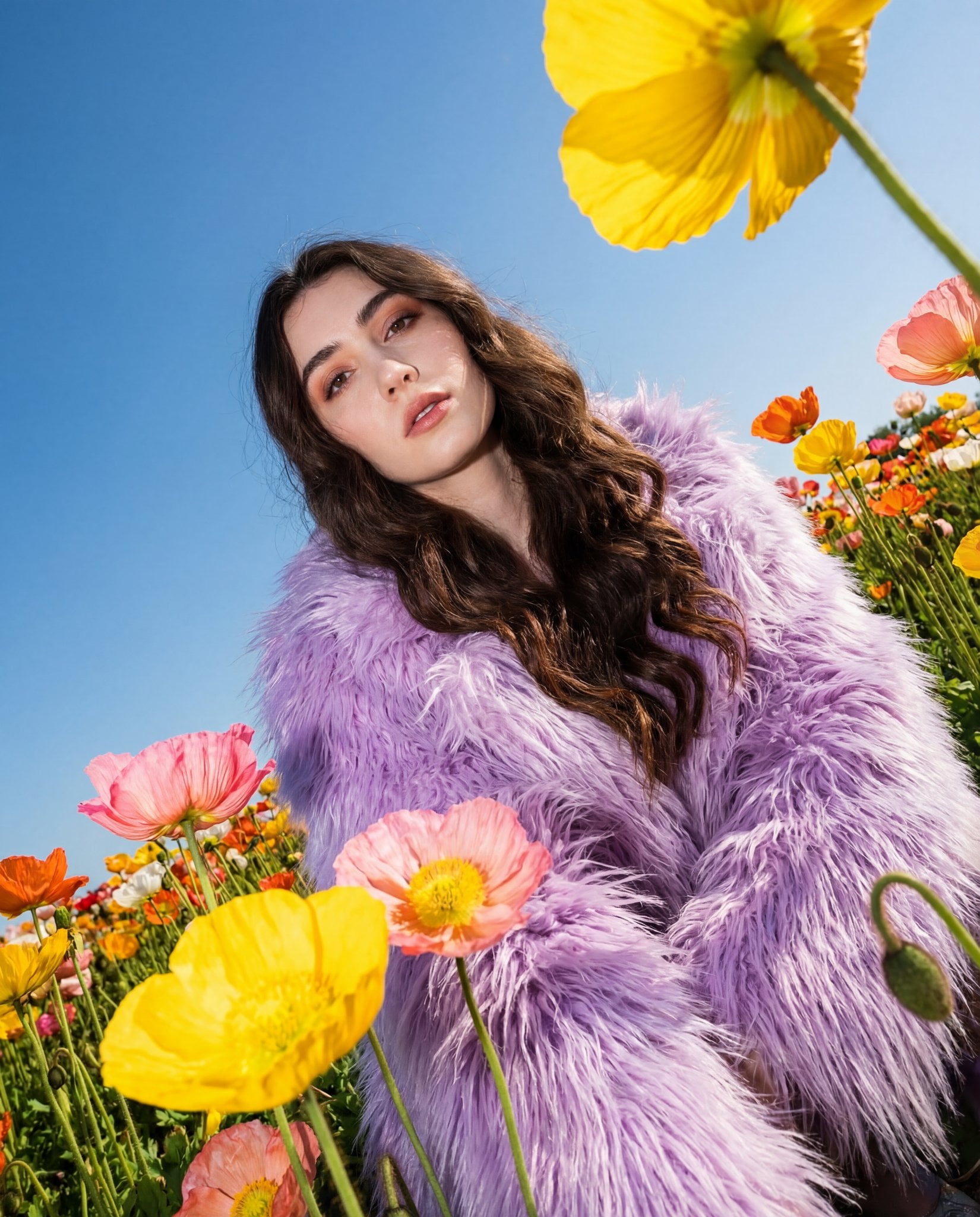 Use this photo attached to create a striking outdoor fashion portrait set in a v