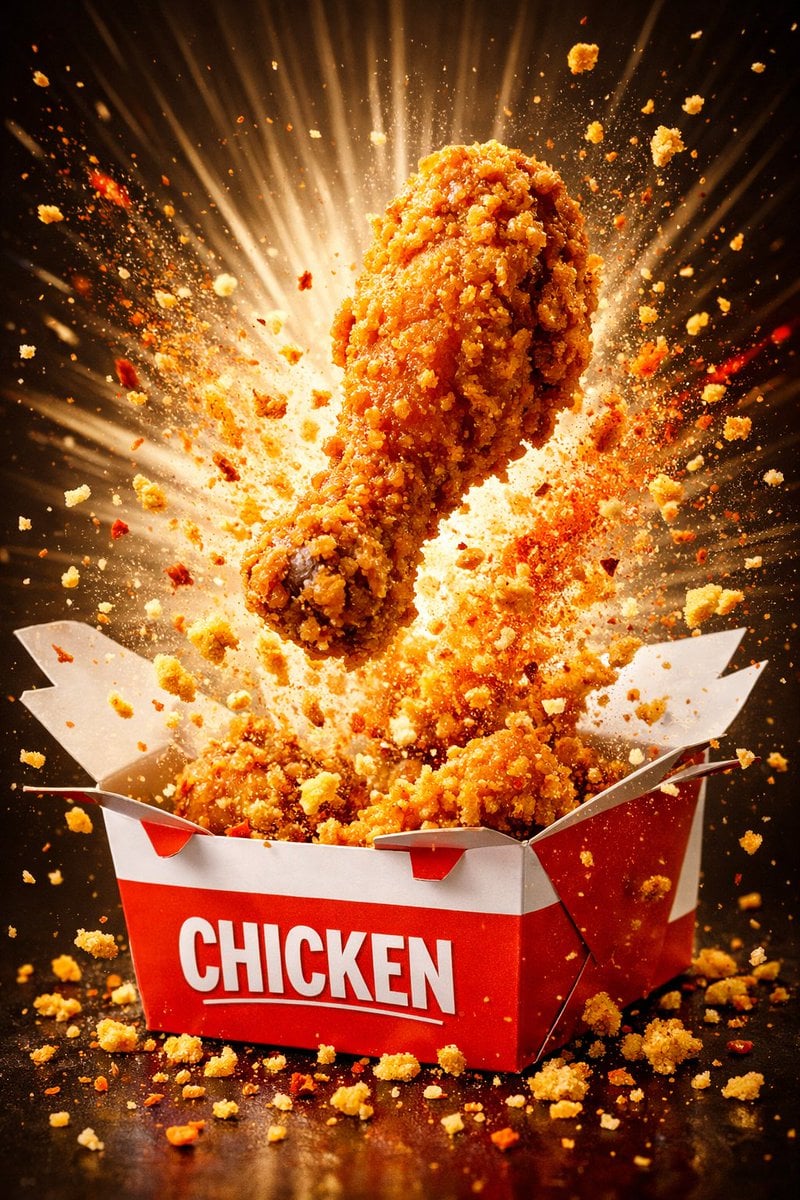 {
  "project": {
    "title": "Hyper-Visual Fried Chicken Action Series",
    "o