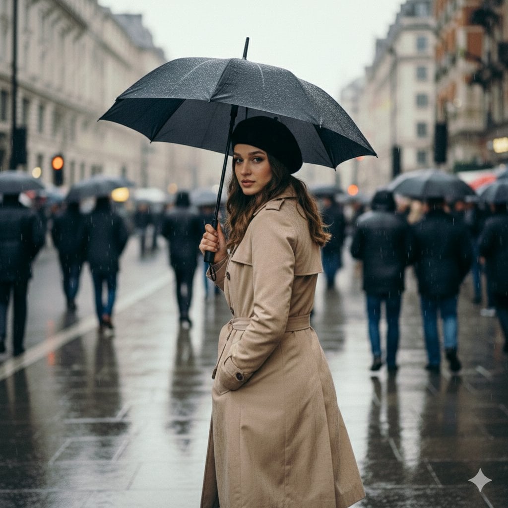 {
  "render_goal": "Ultra-cinematic, hyper-realistic rainy street portrait with 