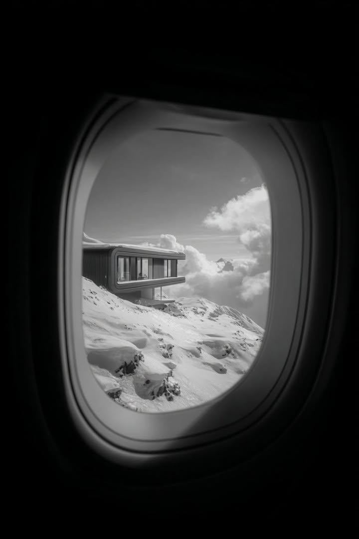 a window looking out an airplane and you can see a 4k image of a futuistic, very