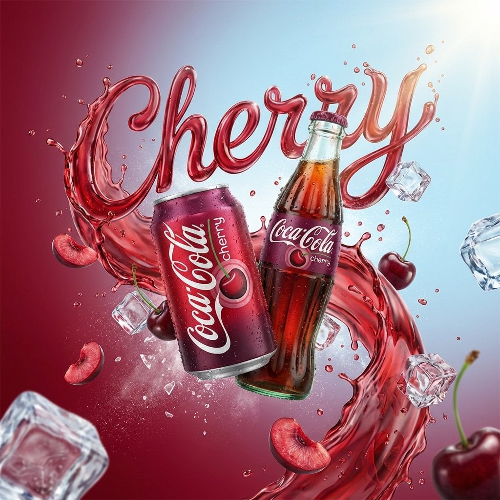A vibrant, high-end advertising visual of a [PRODUCT NAME] can/bottle floating d