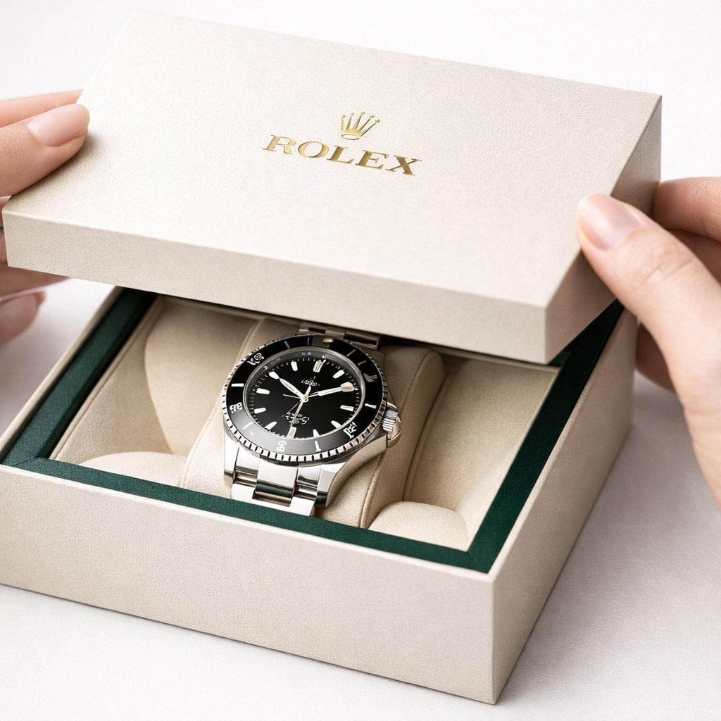 [product], luxury packaging reveal scene, premium unboxing moment, pristine hand