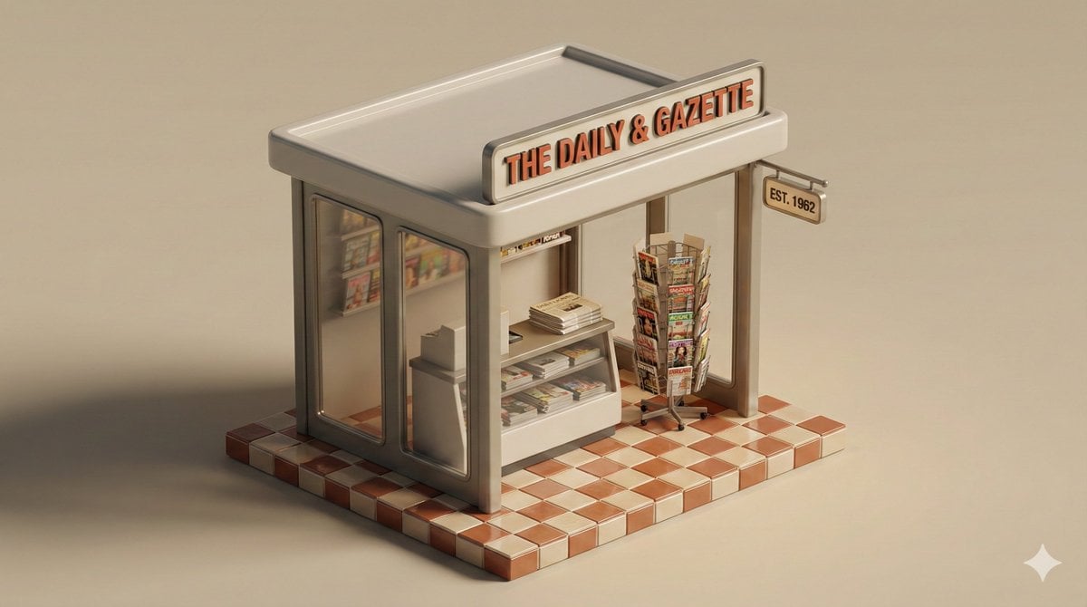 A clean, minimal 3D isometric diorama of a [URBAN RETAIL TYPE], featuring a [MAI