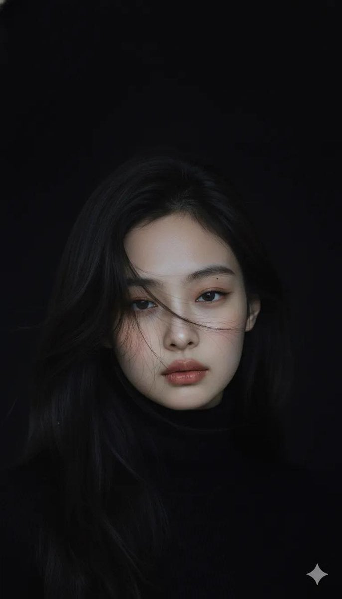 Moody cinematic portrait of a young woman with clear fair skin and barely-there 
