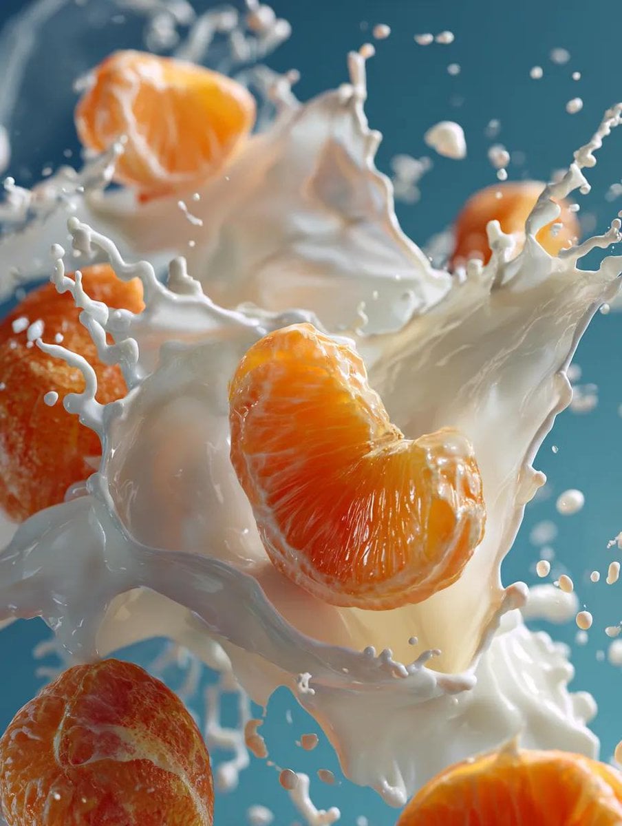 {
"subject": {
    "primary": "Vibrant orange slices",
    "action": "Falling th