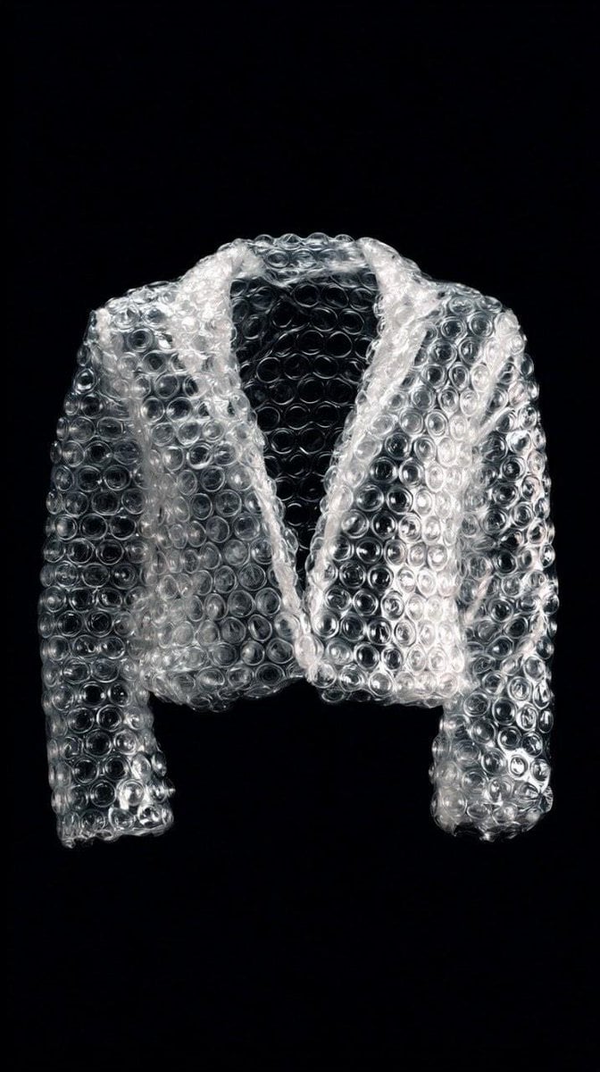 {
  "prompt": "A studio shot of a transparent bubble wrap fashion elegant [ITEM]