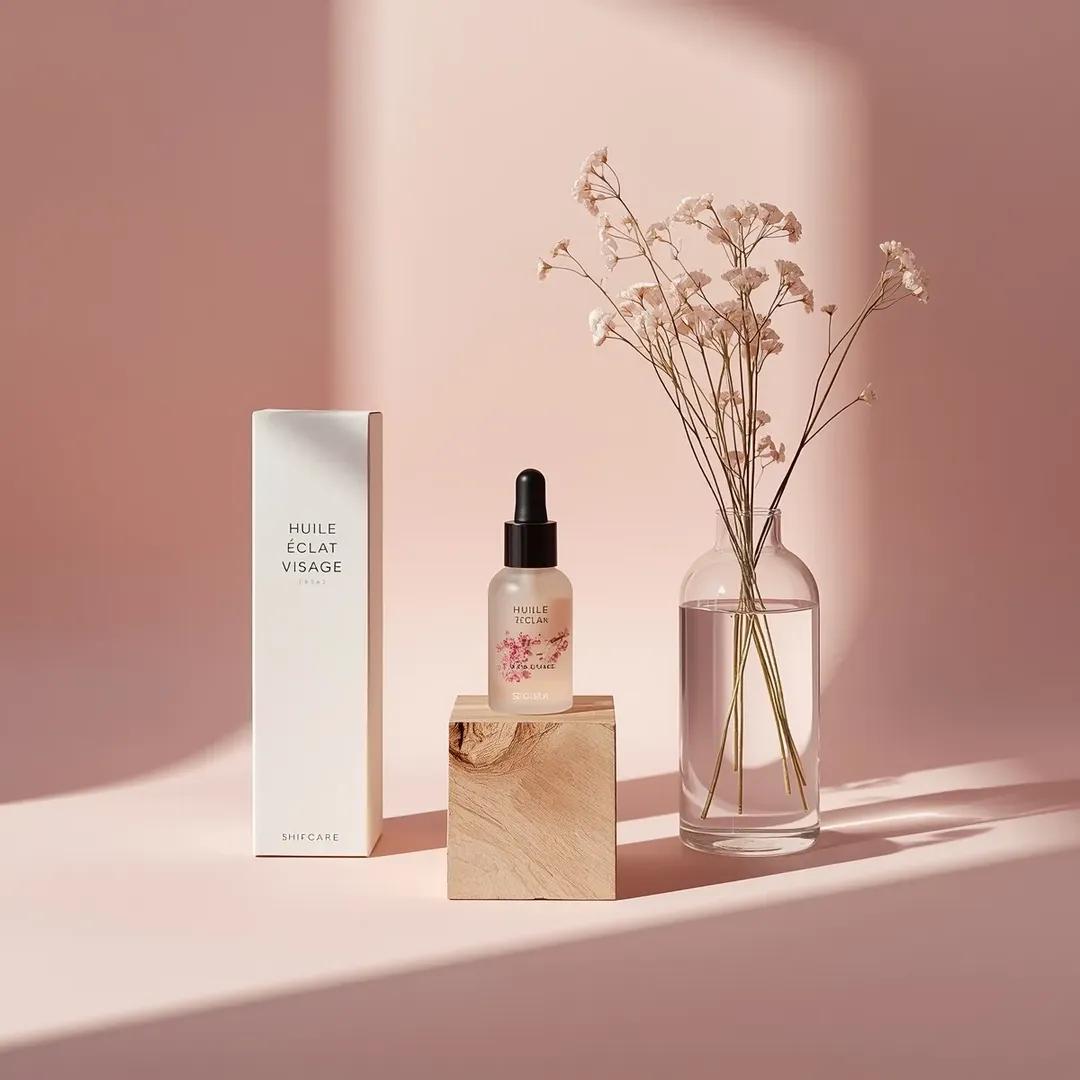 Ultra-realistic minimalist studio product photography of a small transparent gla