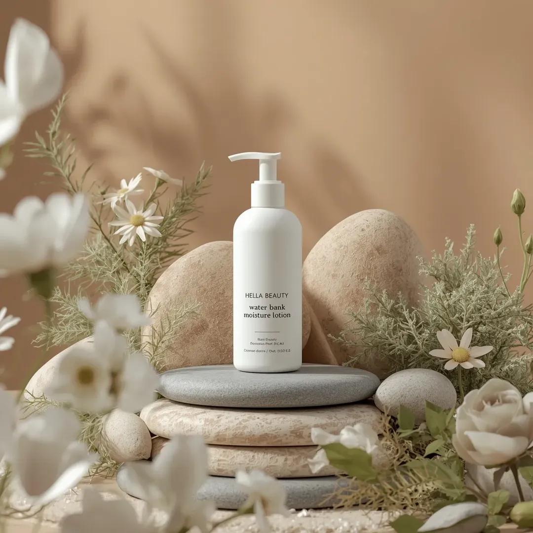 Ultra-high-end photorealistic commercial skincare product photography featuring 
