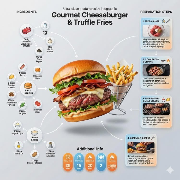 Ultra-clean modern recipe infographic.

Showcase [FOOD] in a visually appealing 
