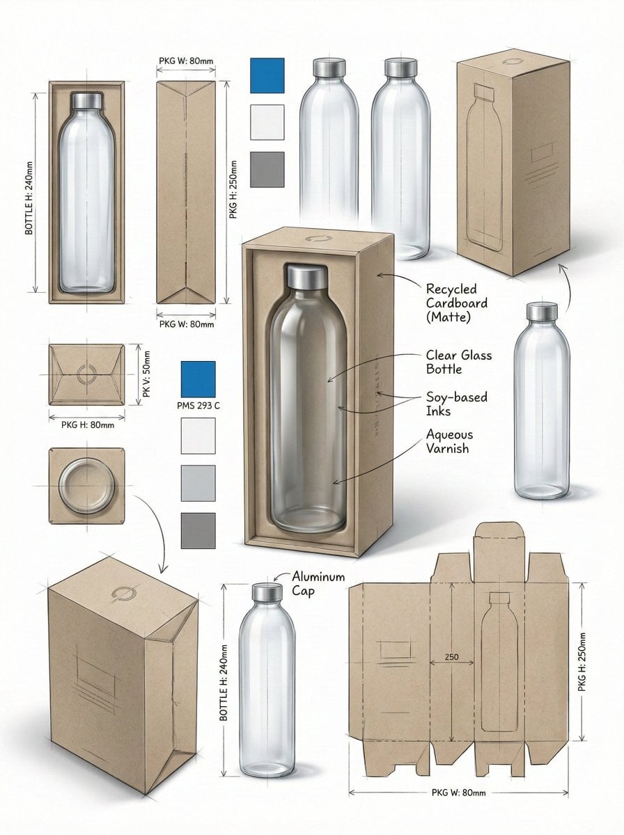 Using the attached image, create a professional industrial packaging design illu