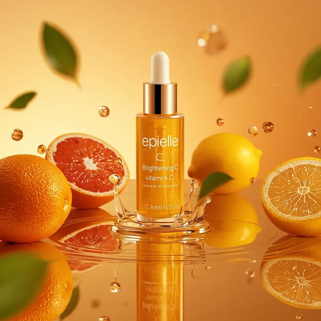 Ultra-high-end photorealistic skincare product photography featuring a clear cyl
