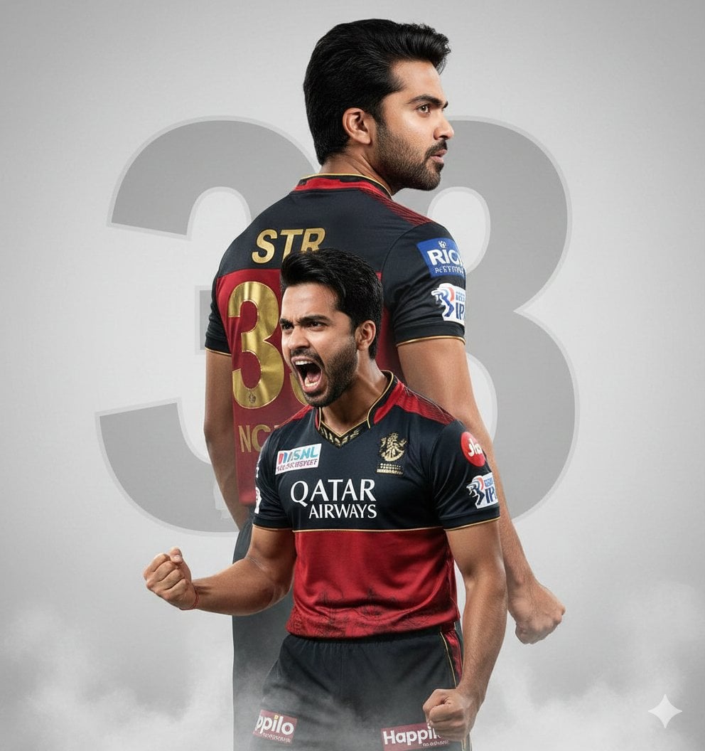 An ultra-realistic cinematic cricket poster featuring a young Indian male cricke