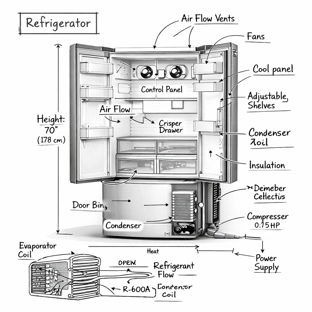 Create an infographic image of [washing machine], combining a realistic photogra