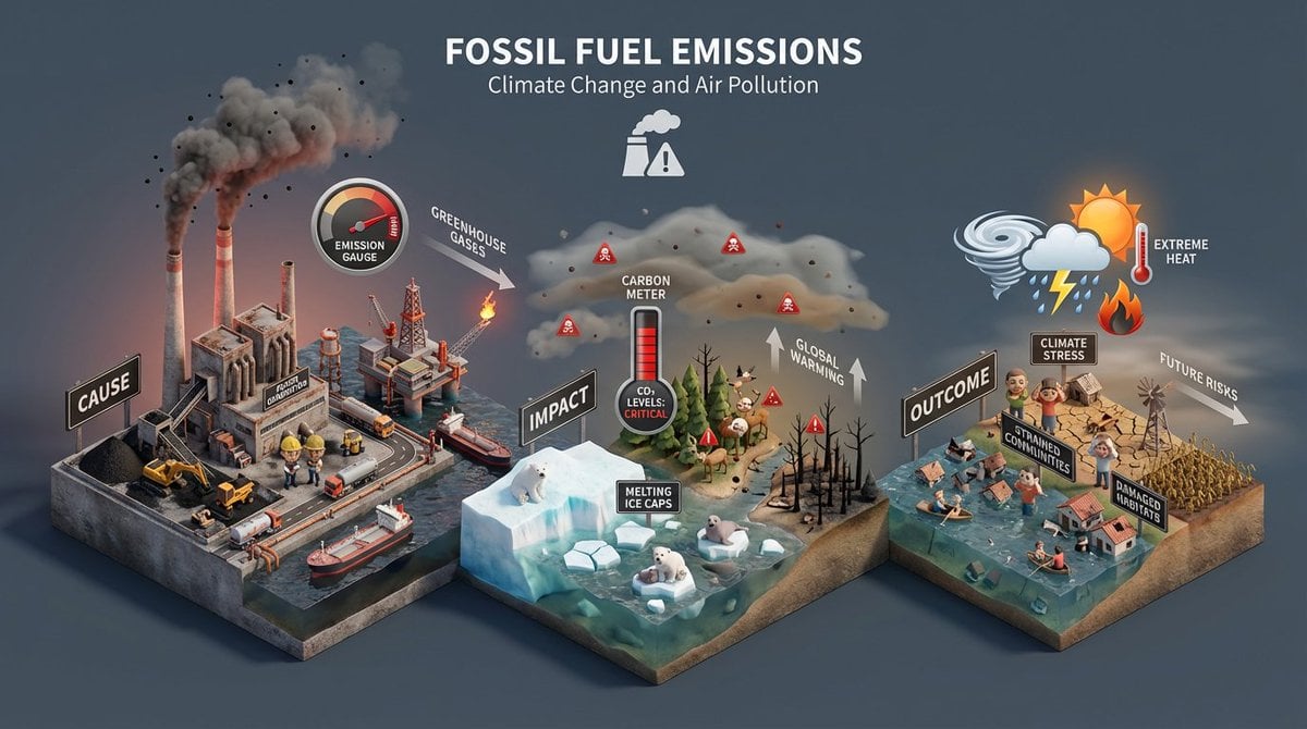“Build an isometric miniature 3D diorama explaining the environmental impact of 