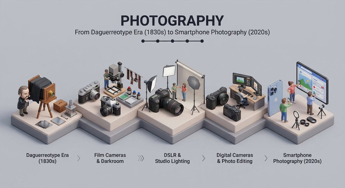 Create a clean isometric miniature 3D diorama visualizing the evolution of [TOPI