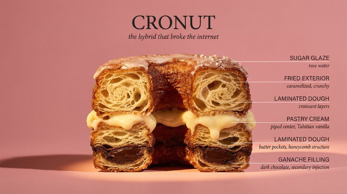 Perfect cinematic cross-section cut through [DISH], sliced cleanly down the cent