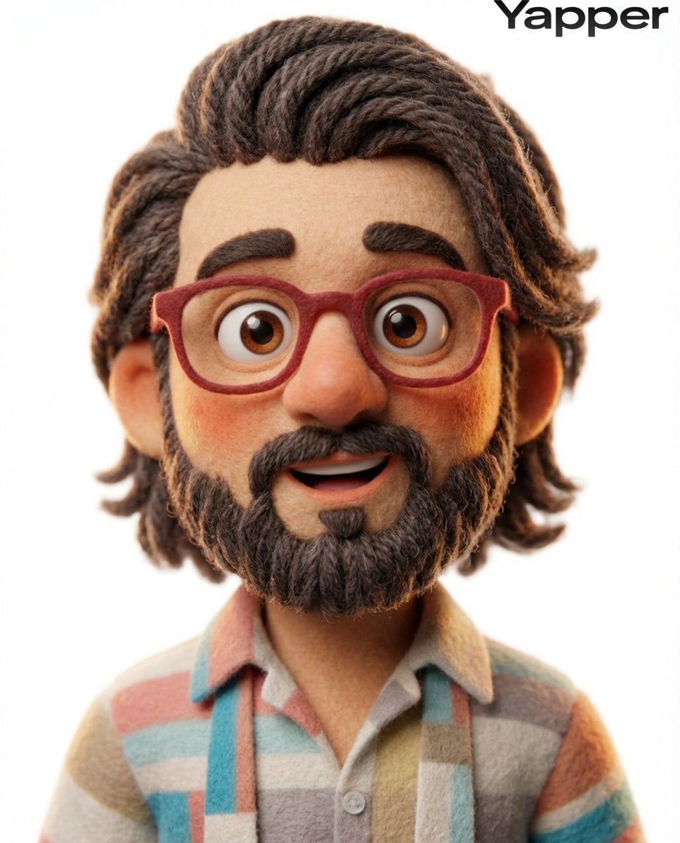 Transform the uploaded image into a stylized 3D claymation character. Soft felt 