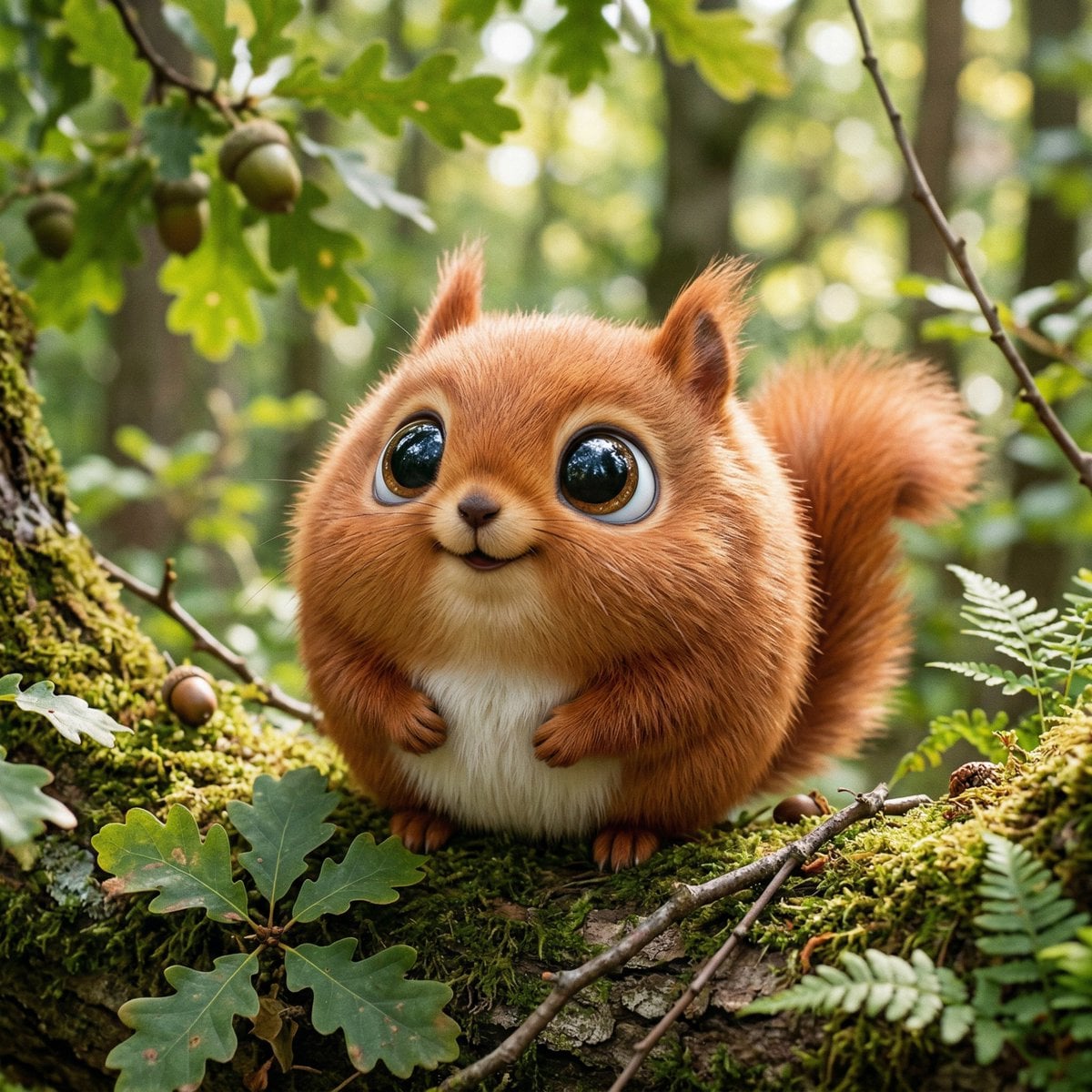 Make a photo of a cute ball-shaped version of a [animal], with big adorable over
