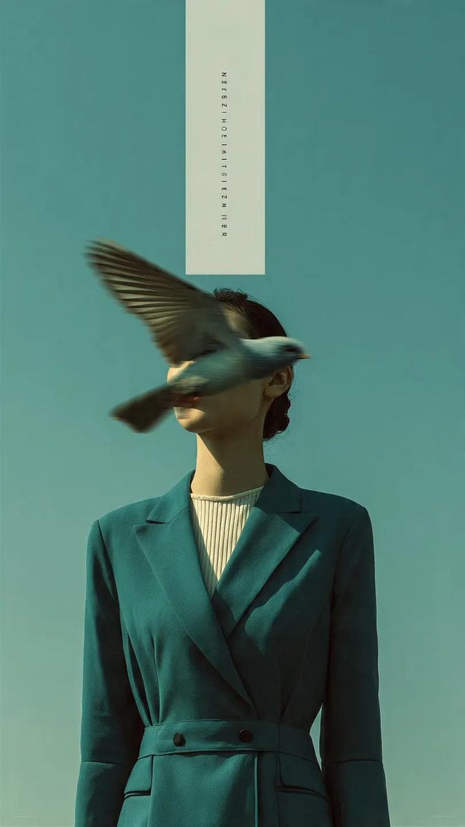 Editorial photography, a woman wearing a structured deep teal blazer standing ag