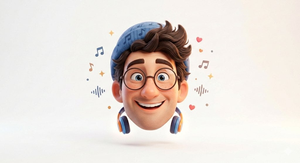 3D avatar of a man, with a happy face on a white background, no necks. Conceptua