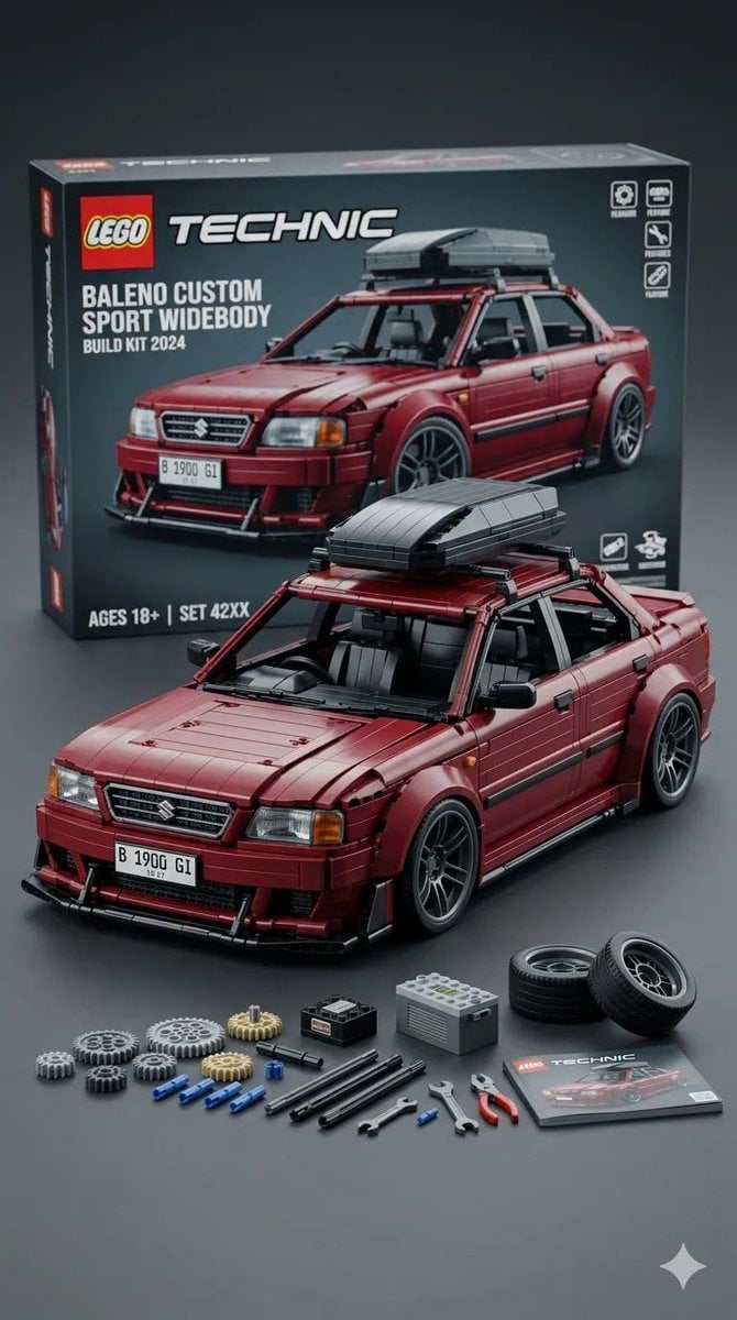 Ultra-detailed studio product render of a LEGO Technic style vehicle model based