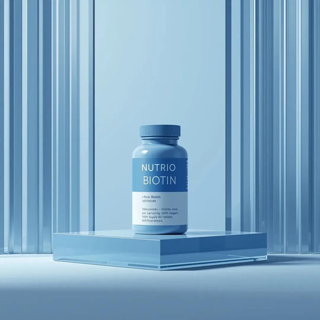 Ultra-realistic minimalist product photography featuring a cylindrical supplemen