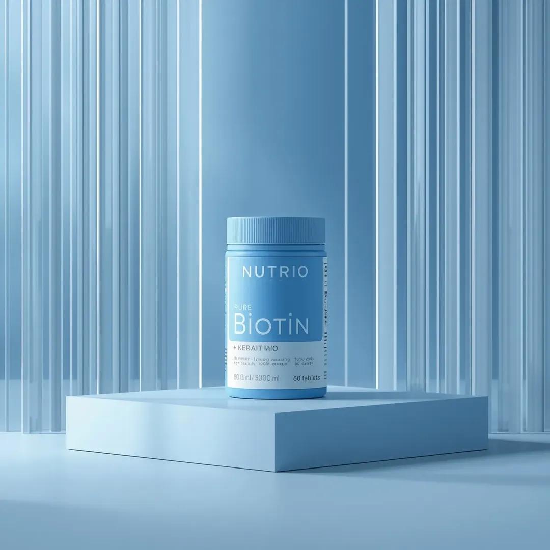 Ultra-realistic minimalist product photography featuring a cylindrical supplemen