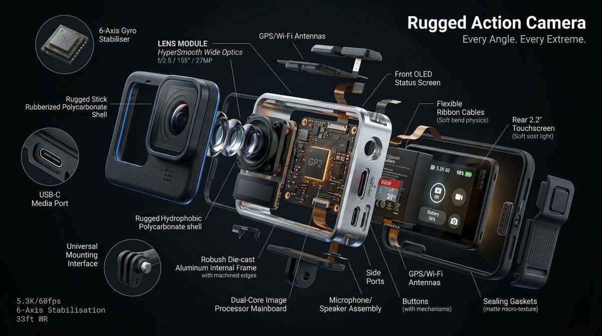 Hyperrealistic 3D radial exploded view of [PRODUCT]  [NUMBER] components  bursti