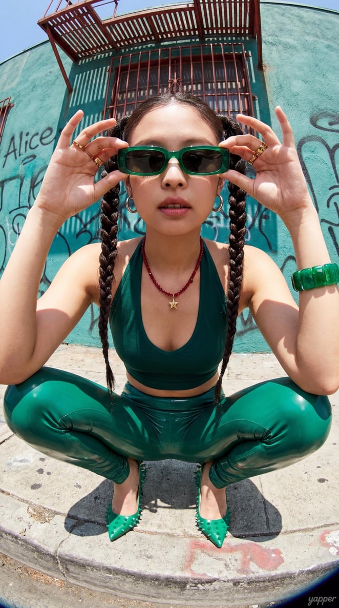 Generate a highly detailed, photorealistic 8K streetwear fashion portrait of Ros