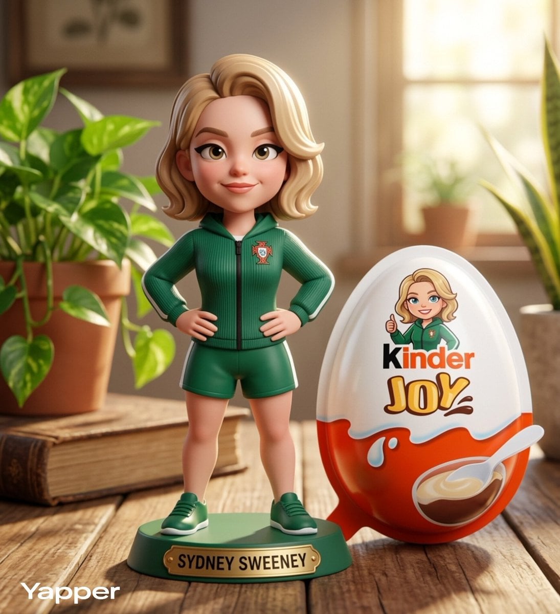 A cute stylized 3D collectible figurine inspired by Cristiano Ronaldo, with shor
