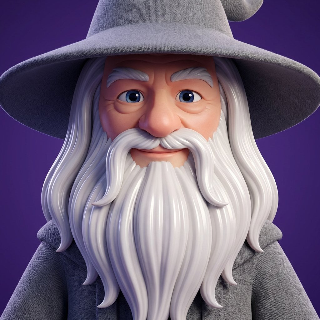 High-quality stylized 3D CGI big-head cartoon render of Harry Potter, square pro