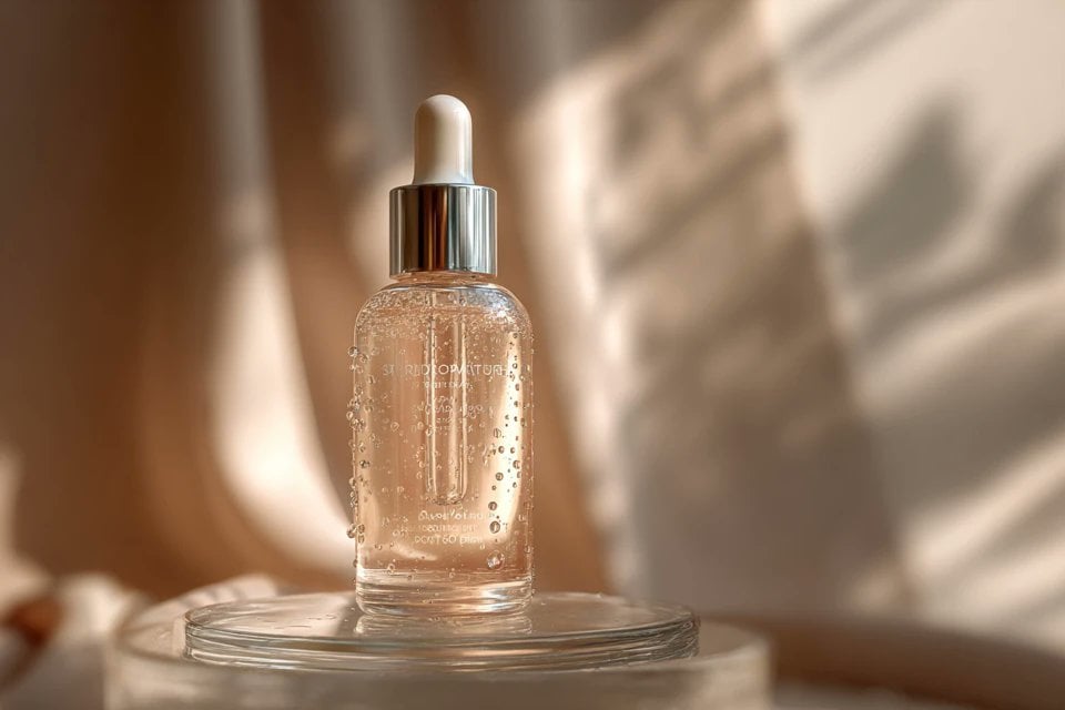 studio shot of [PRODUCT], placed on a [background], surrounded by soft shadows a
