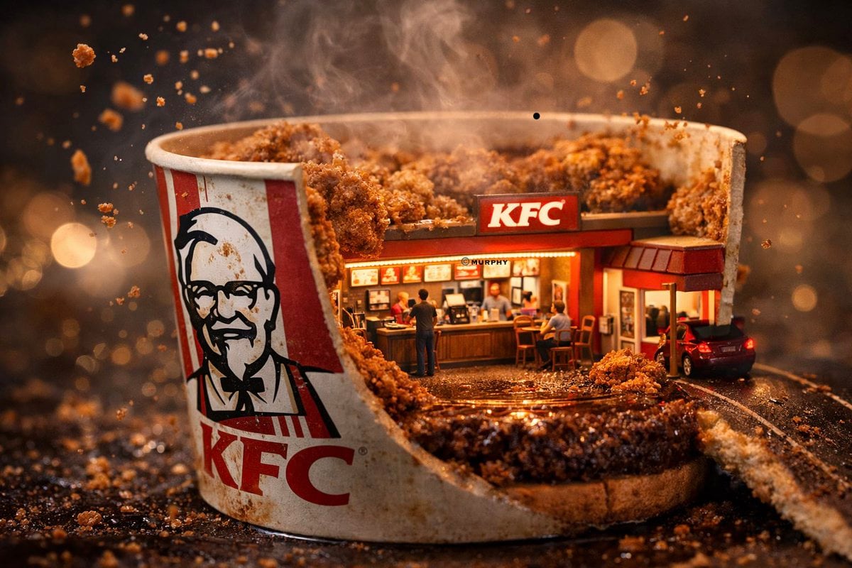 Ultra-realistic 3D miniature diorama of a [BRAND NAME] environment built inside 