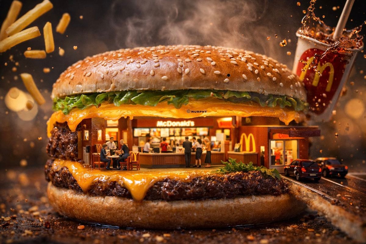 Ultra-realistic 3D miniature diorama of a [BRAND NAME] environment built inside 