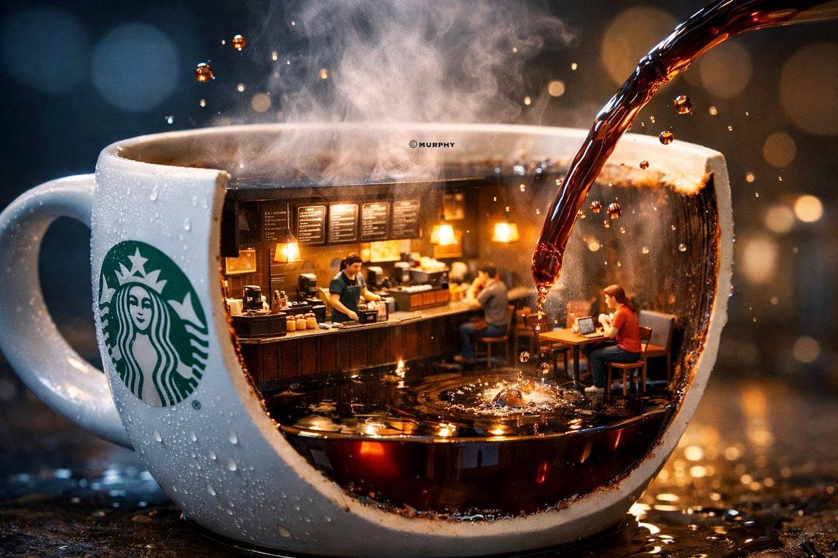 Ultra-realistic 3D miniature diorama of a [BRAND NAME] environment built inside 