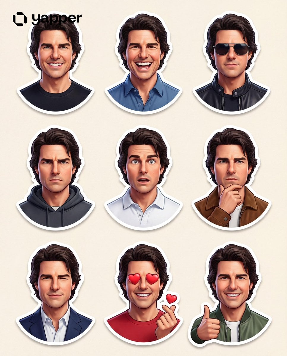 Create a premium Pixar-style 3D character sticker set that is clearly recognizab