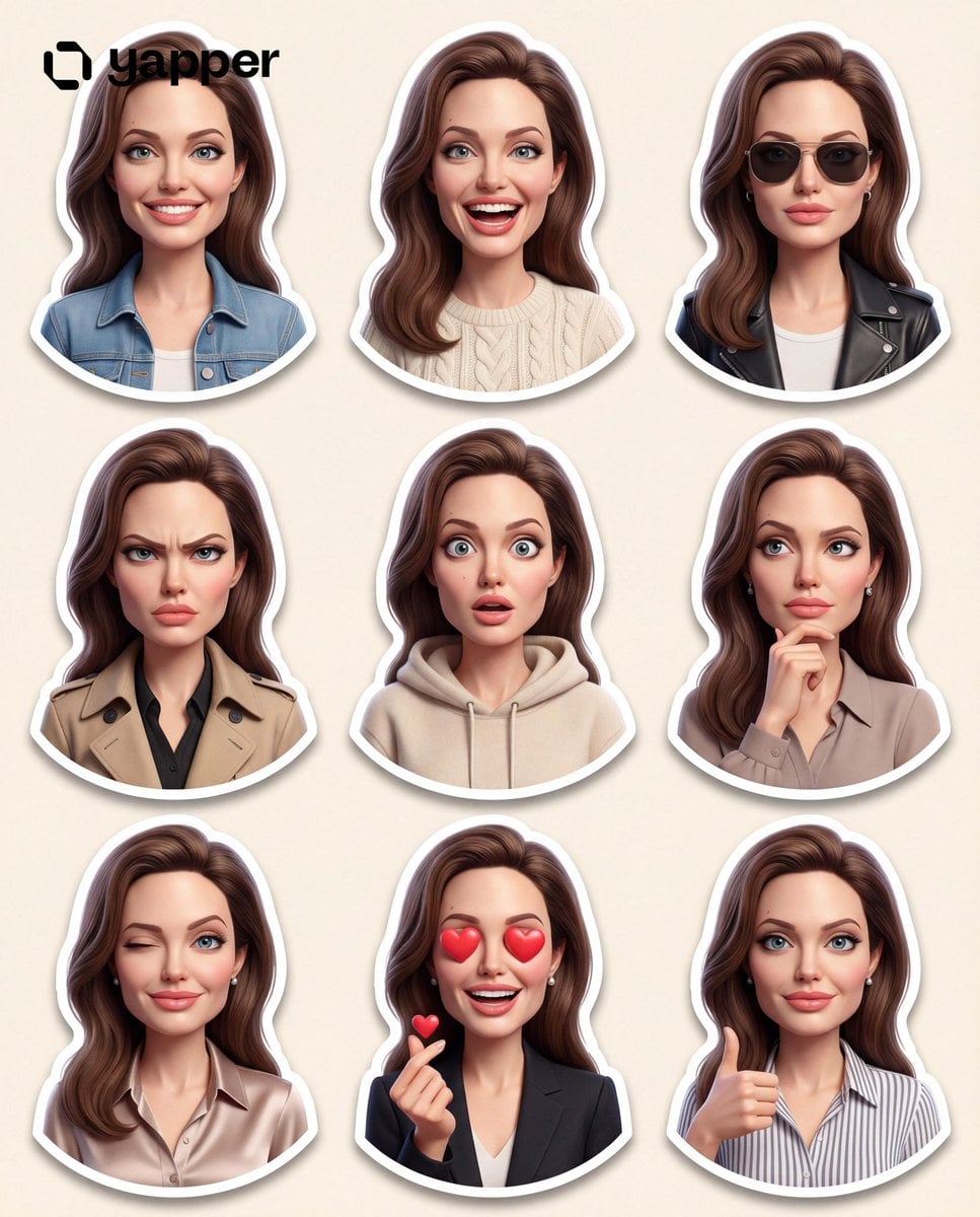 Create a premium Pixar-style 3D character sticker set that is clearly recognizab