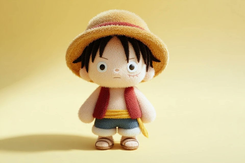 A cute full-body [SUBJECT] plush toy, plush doll art, stylized 3D character desi