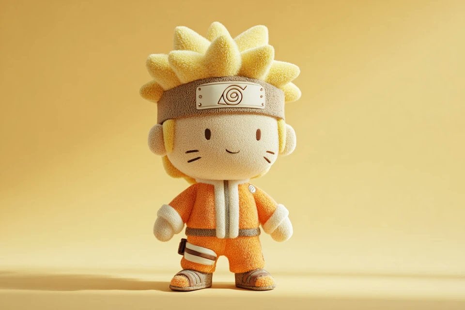 A cute full-body [SUBJECT] plush toy, plush doll art, stylized 3D character desi