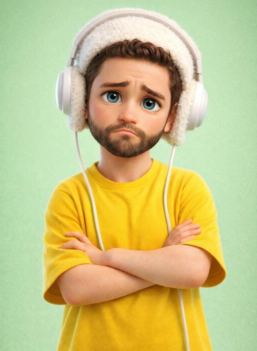 A stylized 3D cartoon character of a [PERSON] with big expressive eyes and a sli