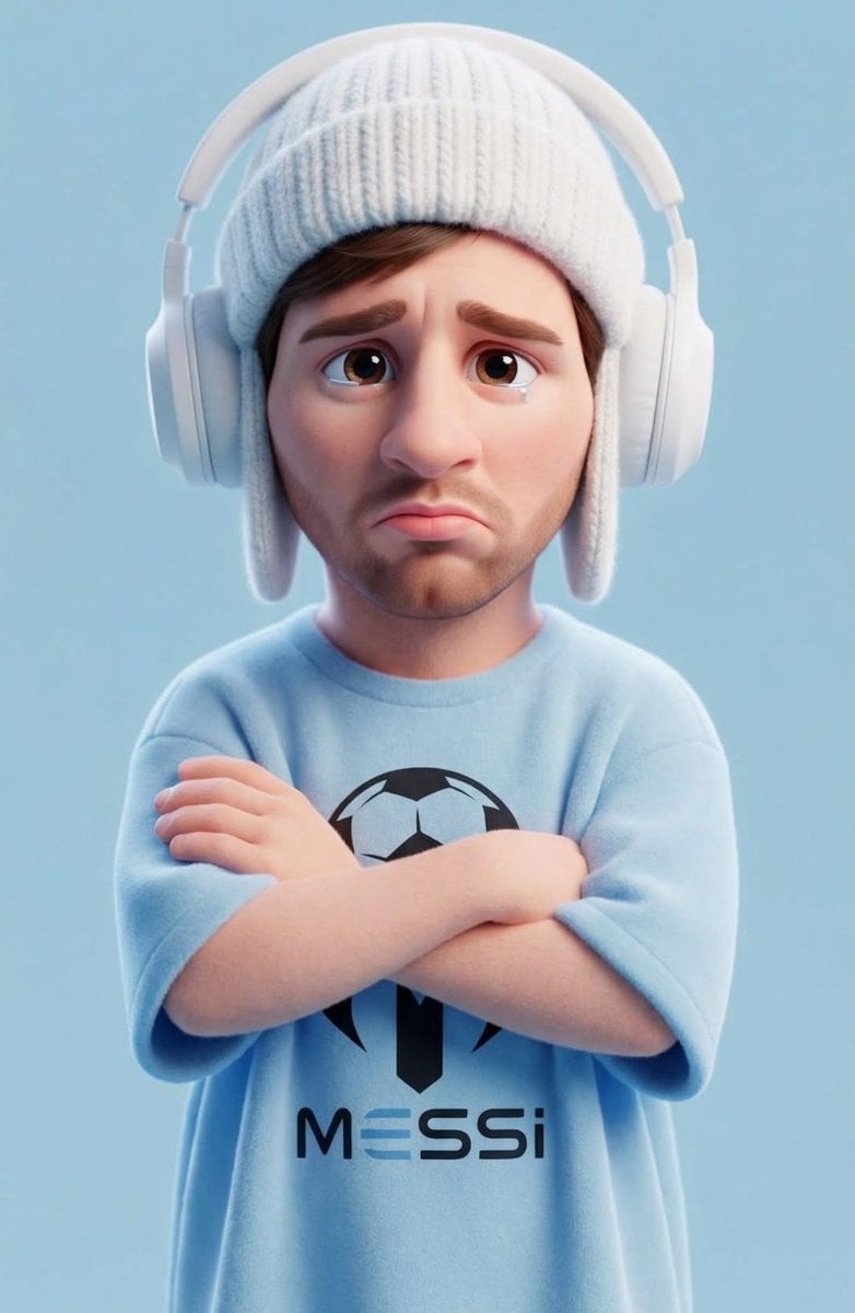 A stylized 3D cartoon character of a [PERSON] with big expressive eyes and a sli