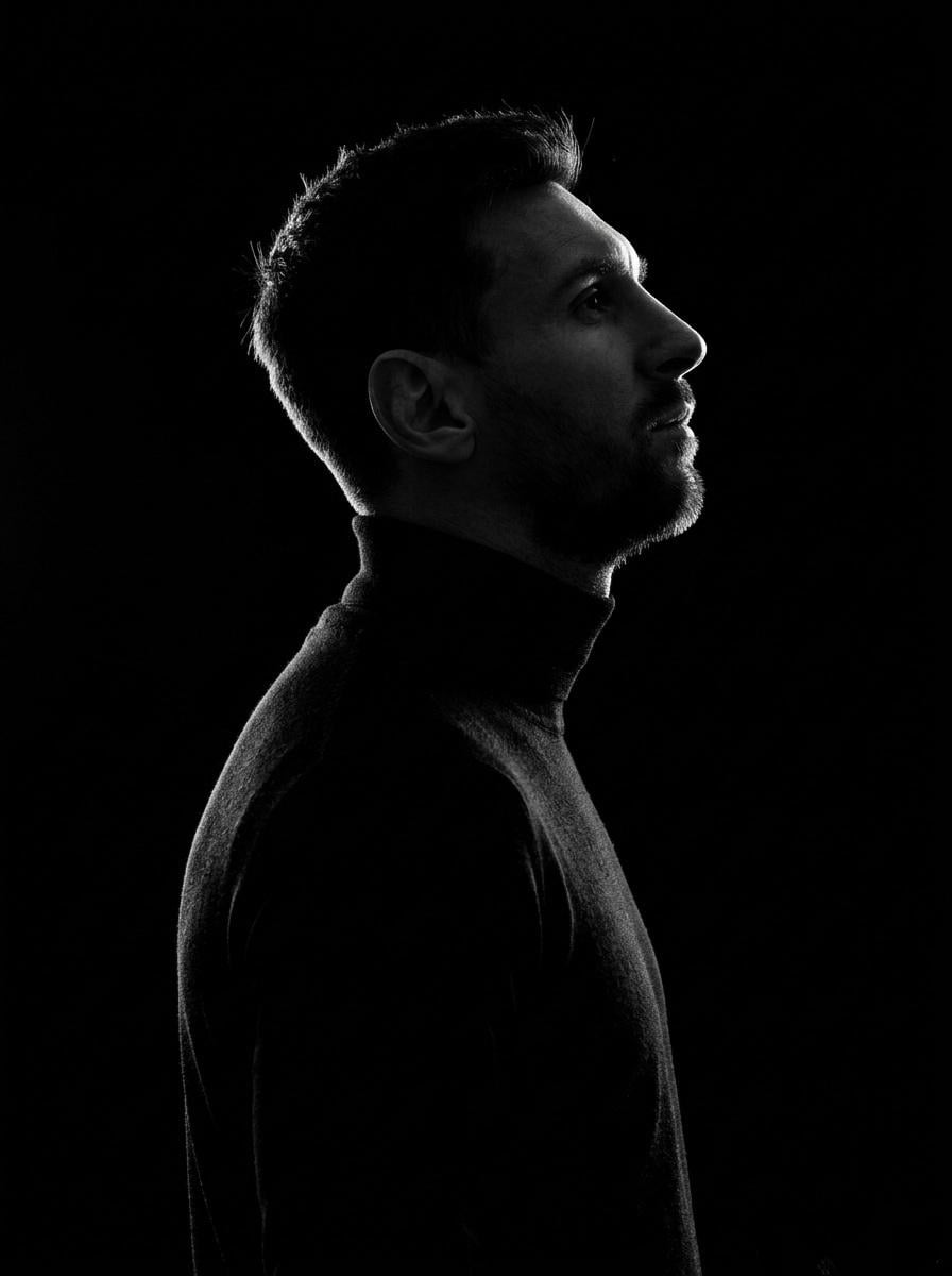 A minimalist black and white cinematic portrait featuring two individuals (male 