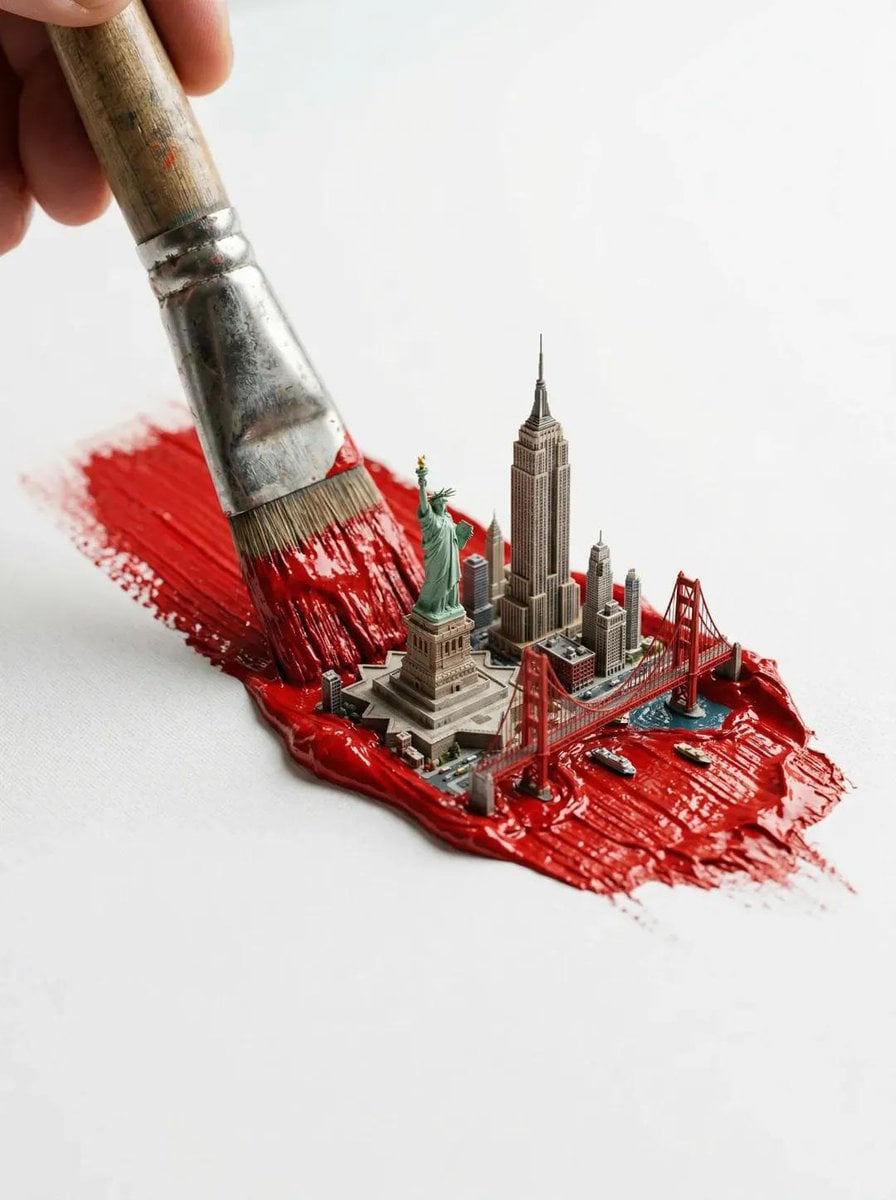 A hyper-realistic macro shot of a paintbrush creating a thick textured paint str