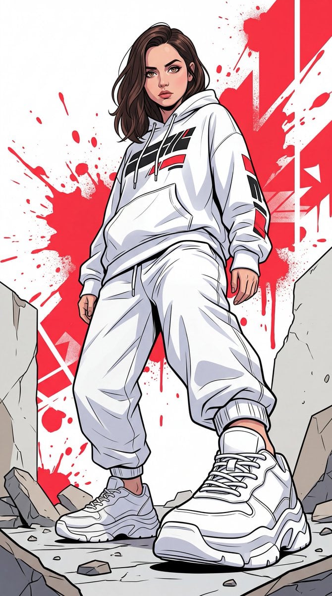 A dynamic full-body urban illustration of a man (use the exact face from the pro