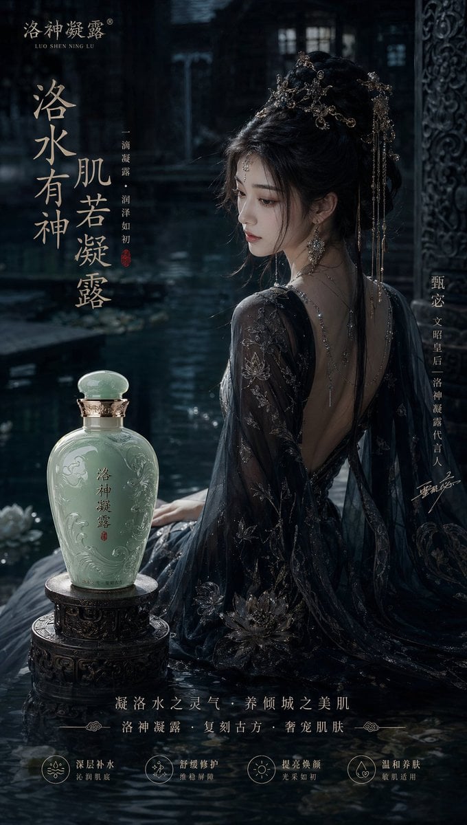 赵飞燕同款掌中舞香膏广告，错金缠枝莲铜瓶，冷艳诡谲深宫氛围感，竖屏9:16